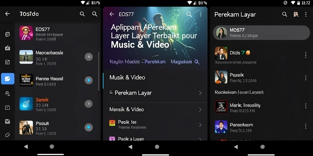 Antarmuka aplikasi EOS77 untuk perekaman layar yang intuitif.