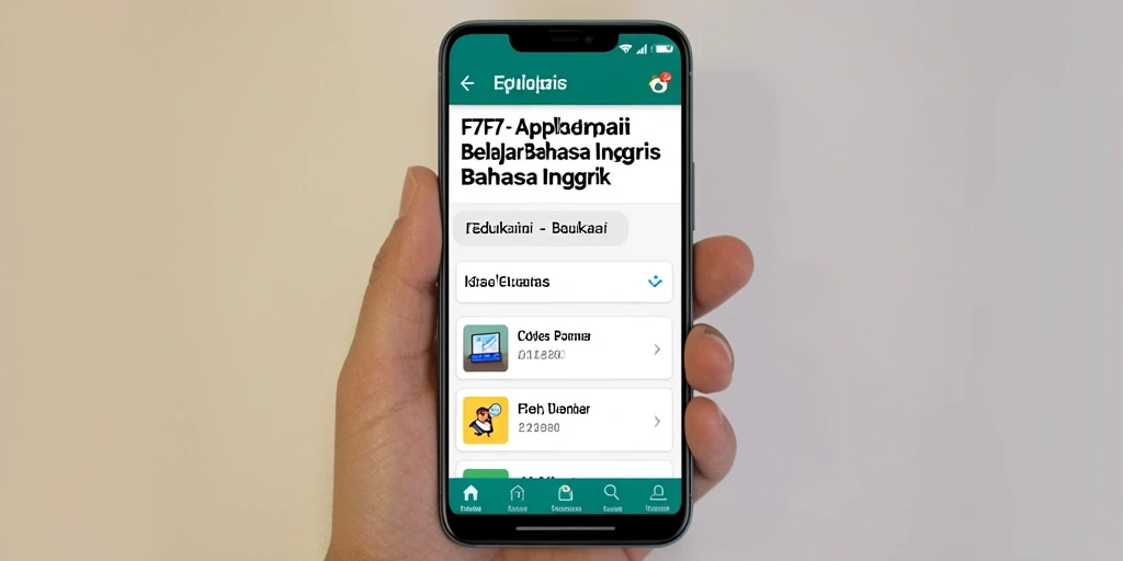 Tampilan antarmuka aplikasi F7F7 yang ramah pengguna untuk belajar bahasa Inggris.