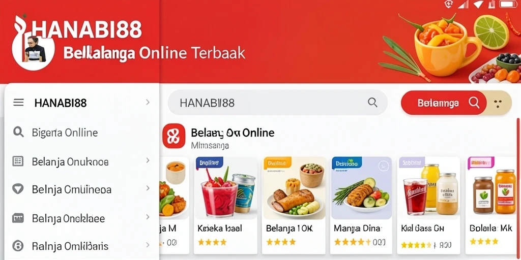 Antarmuka menarik aplikasi Belanja Online HANABI88 yang mudah digunakan.