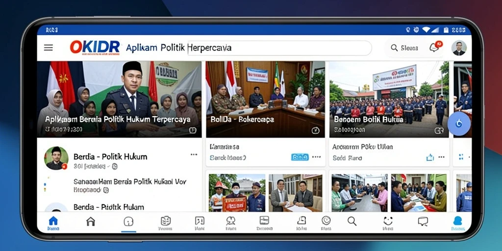 Tampilan antarmuka OKIDR dengan berita politik hukum terkini.