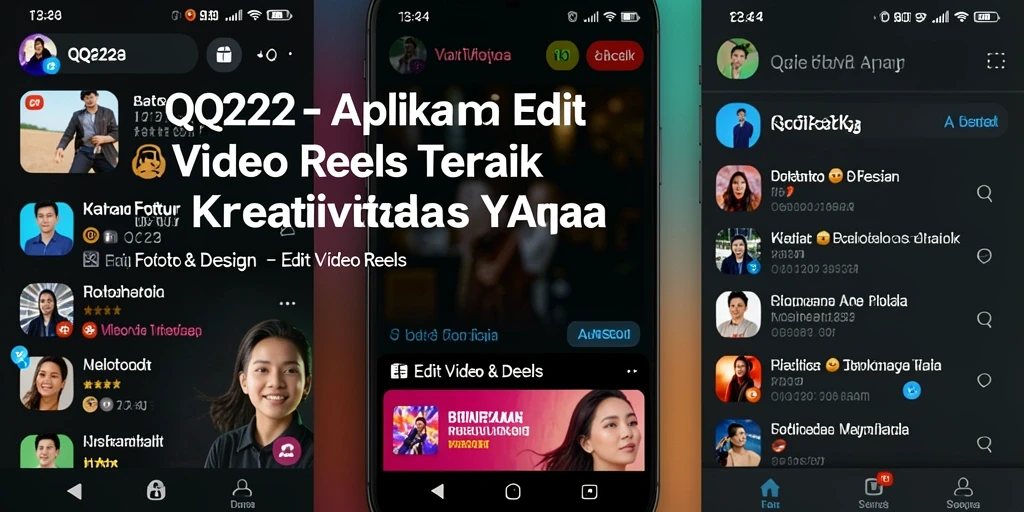Screenshot antarmuka utama QQ222 menunjukkan fitur Edit Video Reels yang menarik.