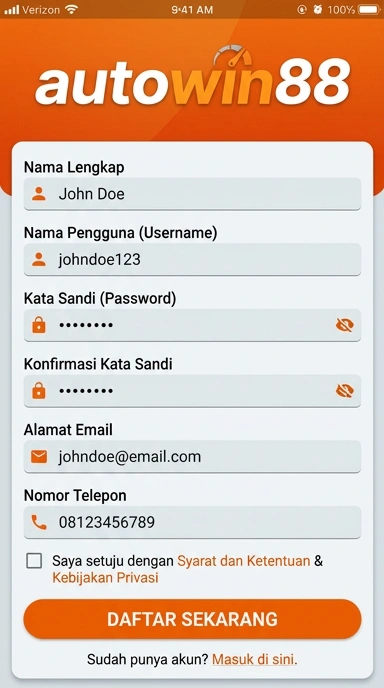 Panduan Daftar Akun Baru Autowin88 di Android